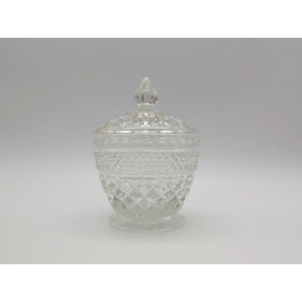 Vintage Anchor Hocking Wexford Footed Sugar Bowl with Lid